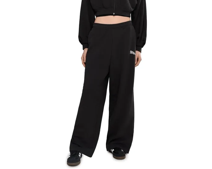 PUMA Essentials Graphics Leo Luxe Bedazzled Slouchy Pants брюки с пайетками из мягкого френч терри