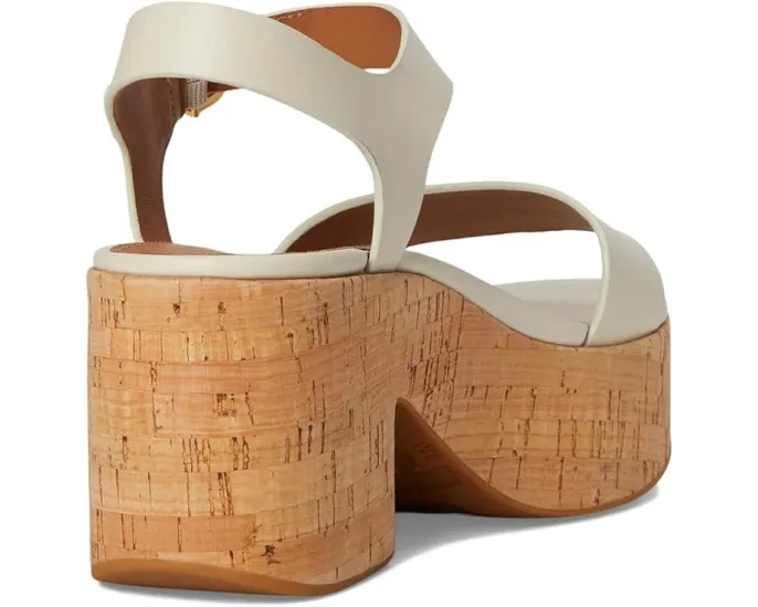 Сандалии FitFlop Platforms Leather/Cork на высоком каблуке-клин с кожаным верхом