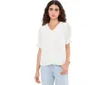 Топ CeCe Ruffled Pintuck Elbow Sleeve с рюшами и V-вырезом