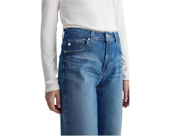 Джинсы Brinley Mid-Rise Straight Crop AG Jeans из ткани Owens Valley со средней посадкой