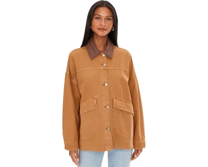 Джинсовая куртка We The Free Lemon от Free People oversize с контрастным воротником