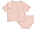 Детский комплект Barefoot Dreams Kids CozyChic Ultra Lite с оборкой из хлопкового гипюра