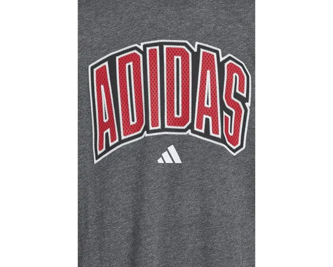 Футболка adidas Kids Collegiate Arch Heather с круглым вырезом и графическим логотипом
