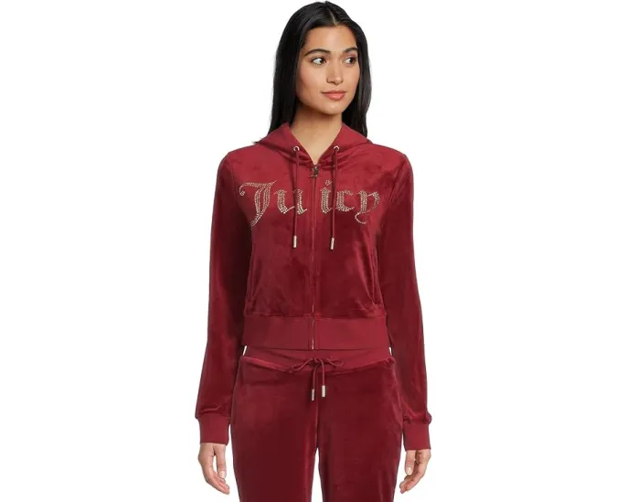 Классическое худи Juicy Couture с пайетками и молнией спереди