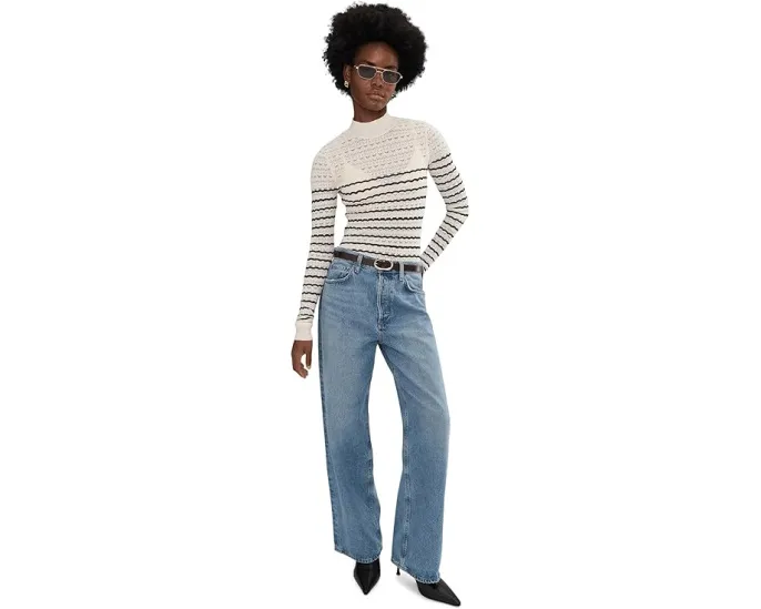 Длинный топ Sanctuary Forever Striped с высоким воротником и полоской