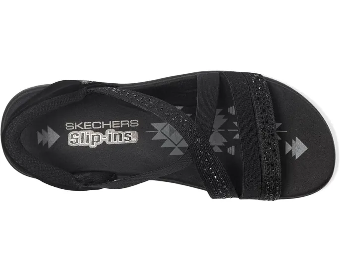 Сандалии Skechers Reggae Slim Summer Sparkle с украшениями из страз и технологией Hands Free Slip Ins