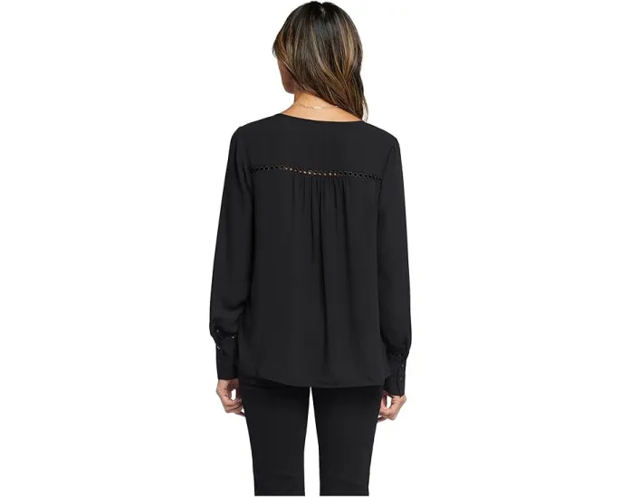 Блуза NYDJ Liliana Lace Peasant с кружевными вставками и длинными рукавами