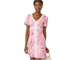 Платье с коротким рукавом Lilly Pulitzer Evita в стиле шифт с V-образным вырезом