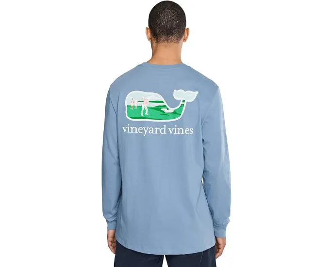Длинная футболка Vineyard Vines с китом для гольфа и карманом