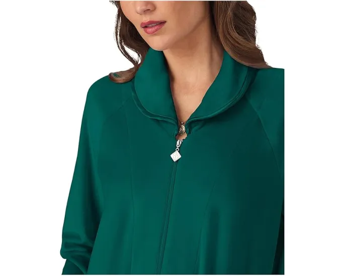 Длинный халат Eileen West с молнией из плюшевого велюра и карманами