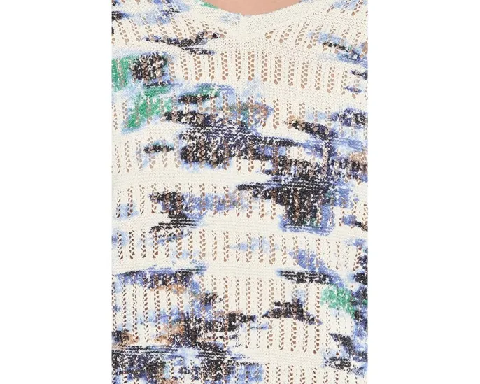 Свитер Water Lilies Pointelle с V-образным вырезом и принтом в технике пойнтель NIC+ZOE