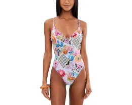 Цельный купальник Seafolly BeachBohème с V-образным вырезом и ажурной кромкой