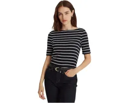 Полосатый топ Lauren Ralph Lauren с лодочкой и рукавом три четверти