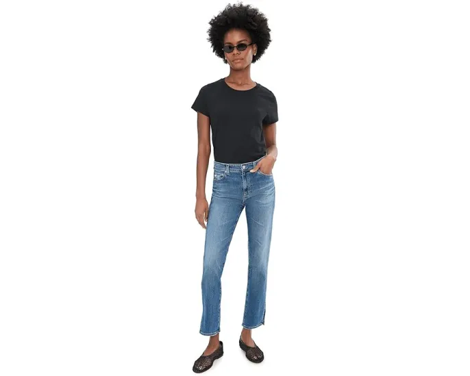 Джинсы Mari Mid-Rise Slim Straight Crop с прямой посадкой и укороченными штанинами в цвете 15 Years Prague