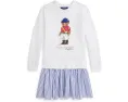 Платье Polo Bear с полосатой юбкой из флиса для старших детей Polo Ralph Lauren