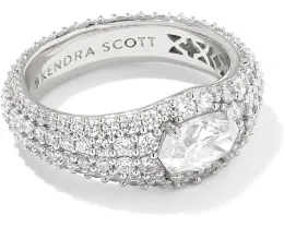 Кольцо Kendra Scott Bella Band с темно-зеленым кристаллом и латунной основой