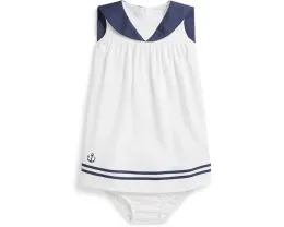 Матросское платье и панталоны из хлопкового интерлока для младенцев