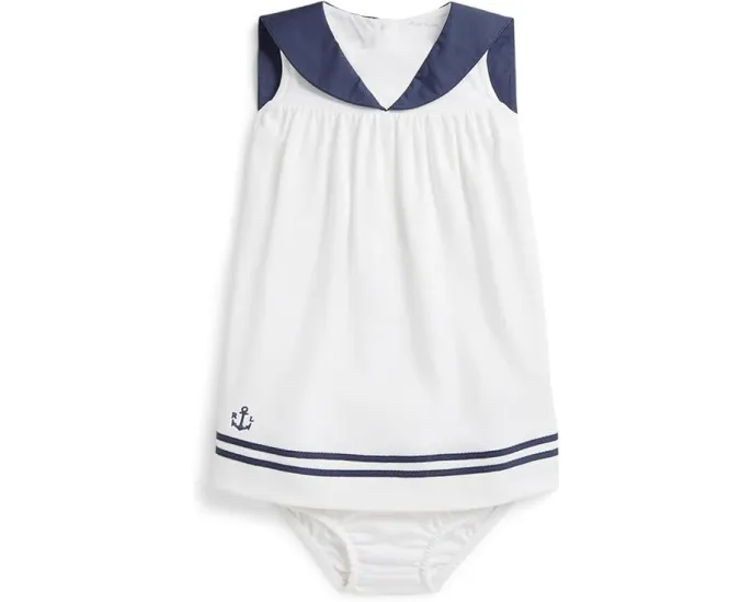 Матросское платье и панталоны из хлопкового интерлока для младенцев