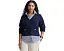 Свитер Plus Size Layered Button-Trim Cotton с воротником в полоску Lauren Ralph Lauren