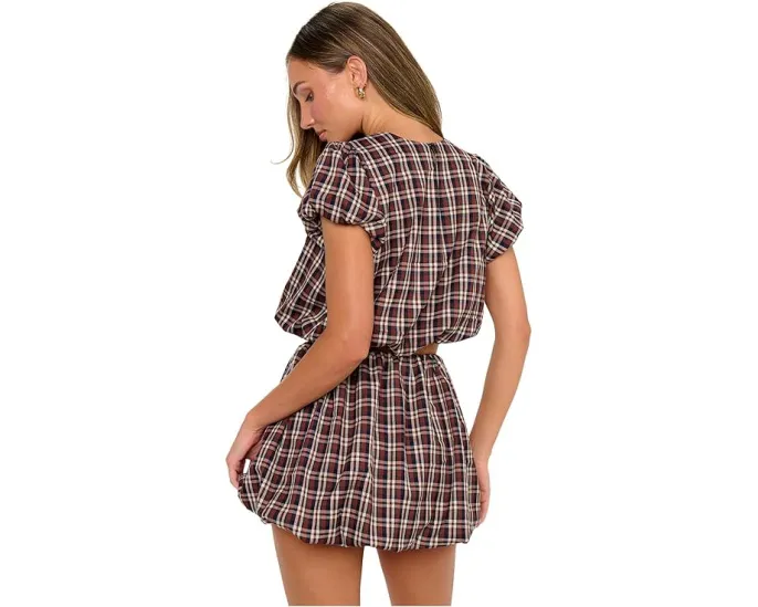 Кроп-топ Show Me Your Mumu Highland в клетку с пышными рукавами