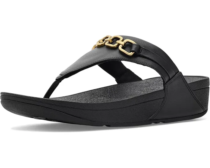 Сандалии FitFlop Lulu с квадратным носком и цепочкой из кожи