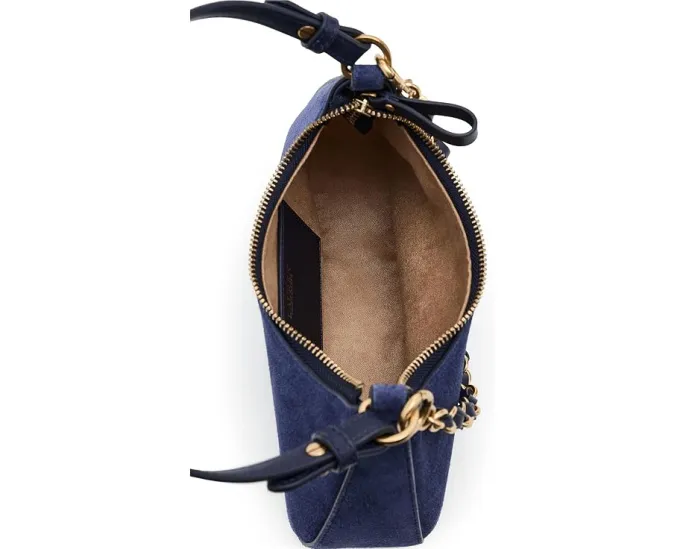 Замшевое плечевое сумка Lauren Ralph Lauren Marcy средняя на молнии
