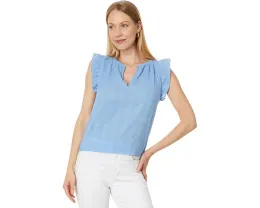 Топ Lilla P Flutter Sleeve с V-образным вырезом и расклешенными рукавами