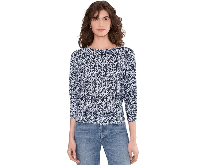 Свитер Indigo Crosshatch с батниковым кроем и линейным принтом NIC+ZOE