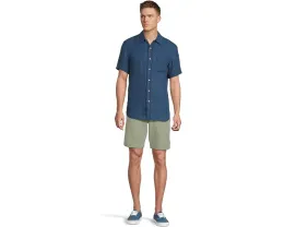 Рубашка Faherty Short Sleeve Palma Linen Shirt из 100% льна с накладным карманом