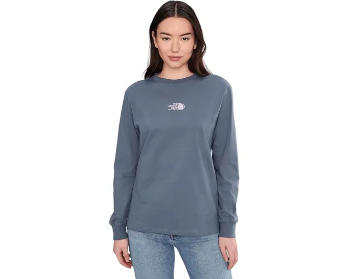 The North Face футболка Floral Alpine Relaxed Long Sleeve Tee Granite Grey