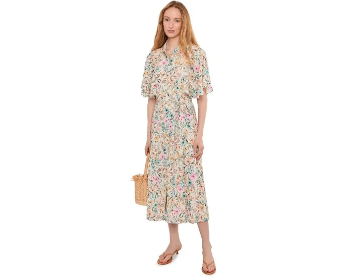 Платье Vince Camuto с рукавом фонарик и рельефными швами