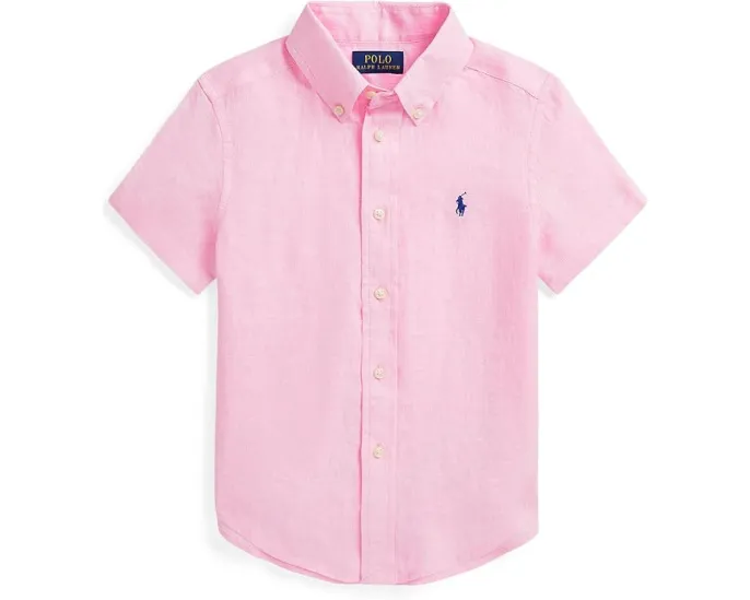 Детская рубашка Polo Ralph Lauren Kids из льна с короткими рукавами