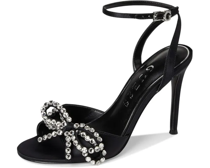 GUESS Вечерние сандалии Charmin с джинсовым верхом и стразами на каблуке-шпильке