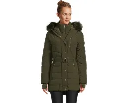 Куртка Chevron с поясом и искусственным мехом от MICHAEL Michael Kors