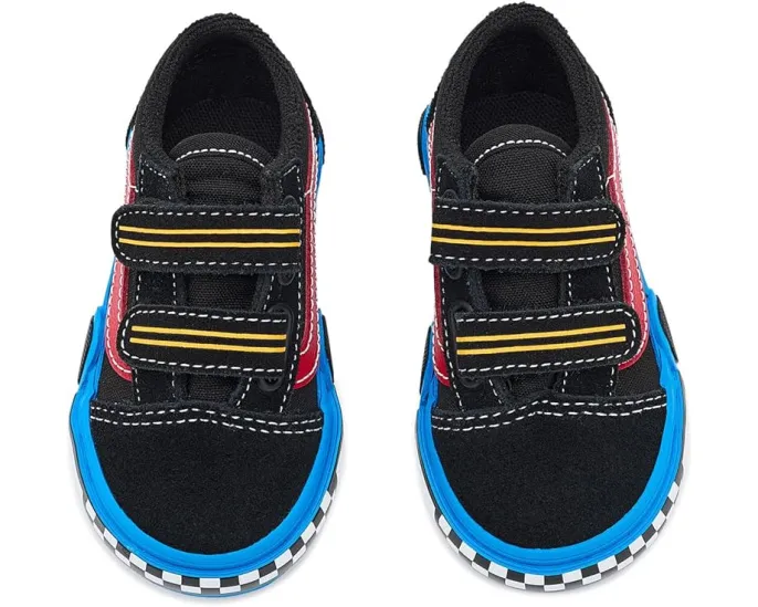 Детские кеды Vans Kids Old Skool V Car на липучке с усиленным мыском