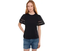 Топ CeCe с коротким рукавом и отделкой из хлопка