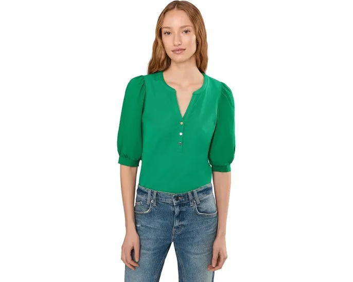Топ Ronson Knit Top от Lilly Pulitzer с манжетами-буфами и застежкой на пуговицах