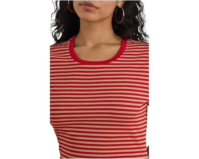 Платье-футболка Lauren Ralph Lauren плюс сайз в полоску из хлопкового микса с резинкой