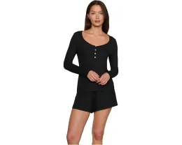 Футболка Eberjey Dream Rib Longsleeve Henley из модала с пуговицами