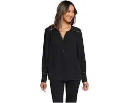 Блуза NYDJ Liliana Lace Peasant с кружевными вставками и длинными рукавами