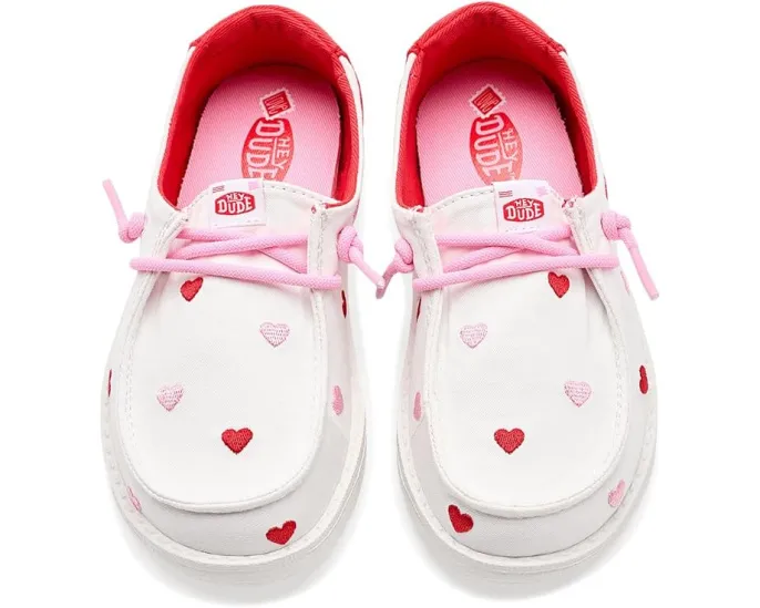 Hey Dude Kids Детские туфли Wendy Embroidered Hearts с вышитыми сердцами на хлопковом верхе