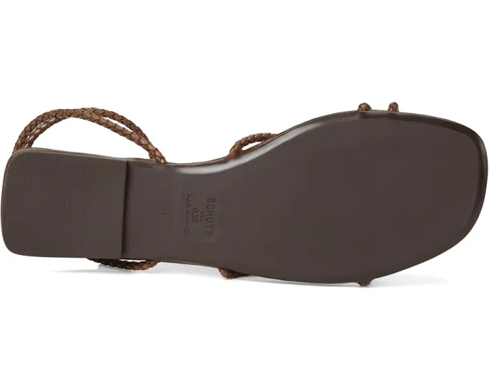 Босоножки Schutz Kaya Straw Flat с квадратным носком и соломенным верхом