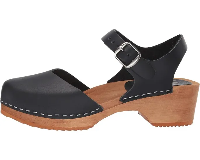 Кожаные сабо MIA Sofia с деревянной платформой и ремешком на щиколотке