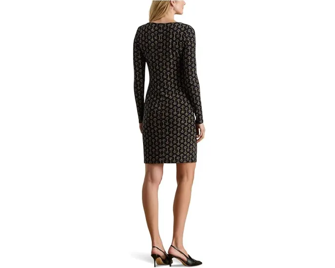Платье Lauren Ralph Lauren с геометрическим принтом и рукавом три четверти