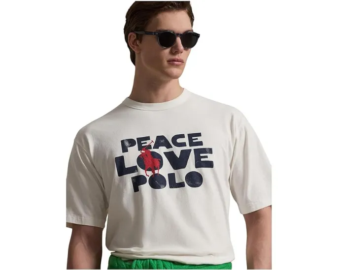 Футболка с принтом Peace Love Polo классического кроя Polo Ralph Lauren