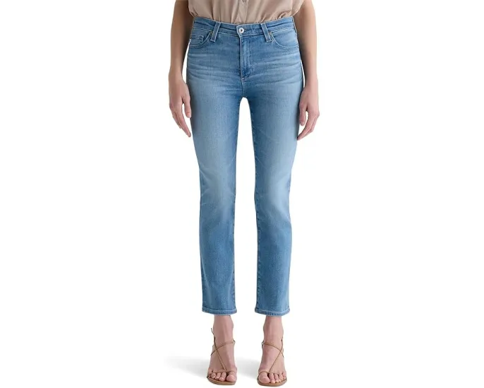 Джинсы AG Jeans Mari с завышенной талией и прямым укороченным кроем в цвете Atlantis