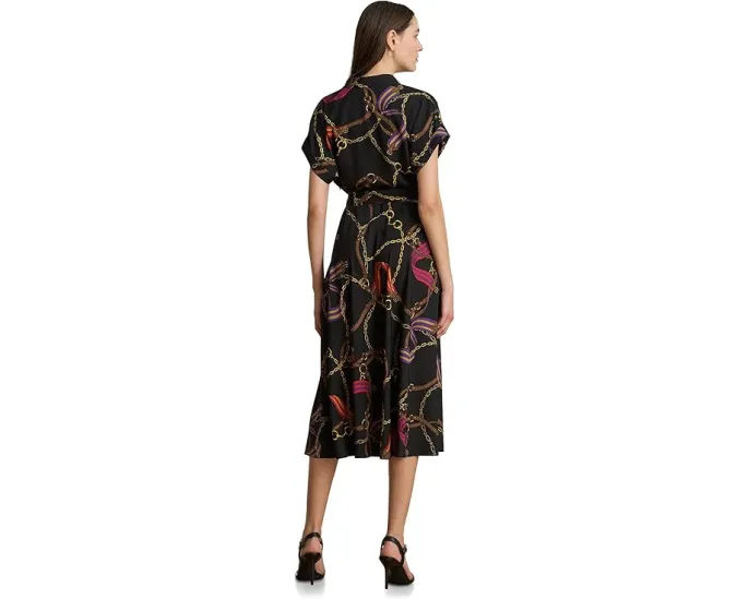 Платье Lauren Ralph Lauren Petite из крепа с поясом и принтом под ремни