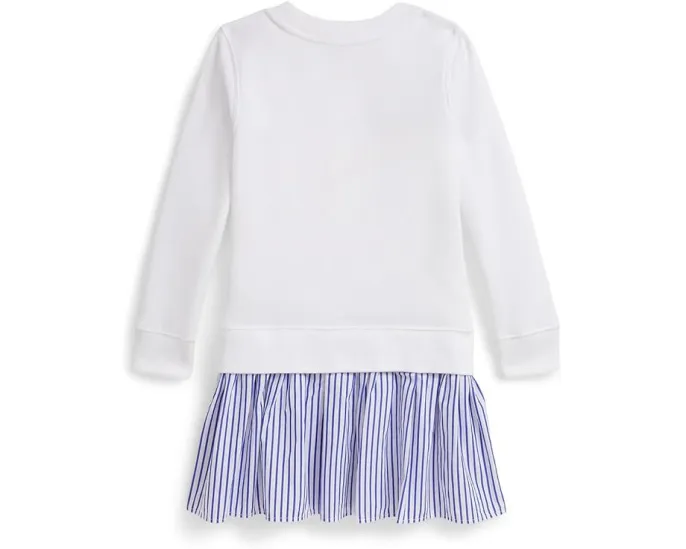 Платье Polo Bear с полосатой юбкой из флиса для малышей и младших детей Polo Ralph Lauren