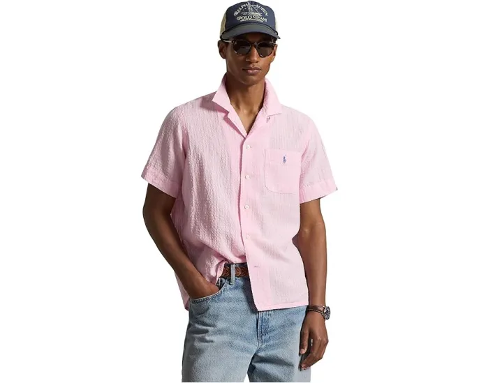 Рубашка из льняной смеси с фактурой с воротником-кэмп Polo Ralph Lauren