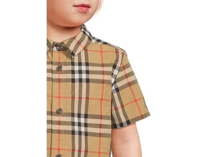Burberry Kids Рубашка Owen с коротким рукавом и клеткой для младенцев